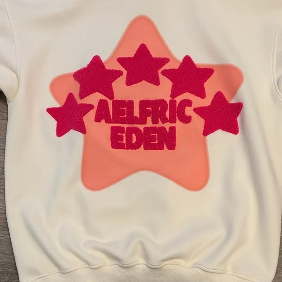 Aelfric Eden Cream Hoodie with Pink and Orange Star Design - Picture 6 of 6